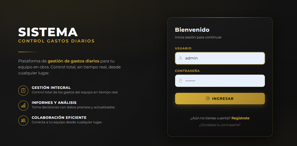 Sistema de control de gastos diarios desarrollado por BYNARI