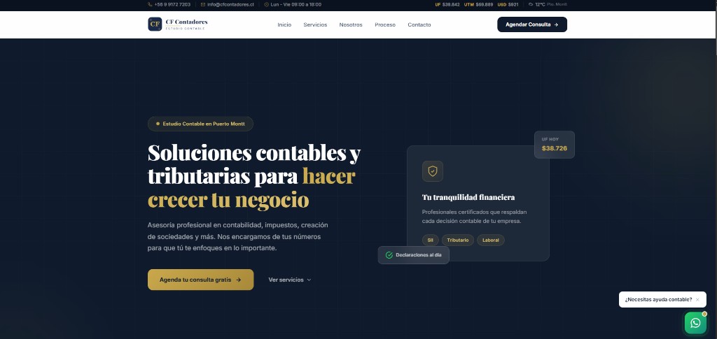 Sitio web CF Contadores — estudio contable en Puerto Montt